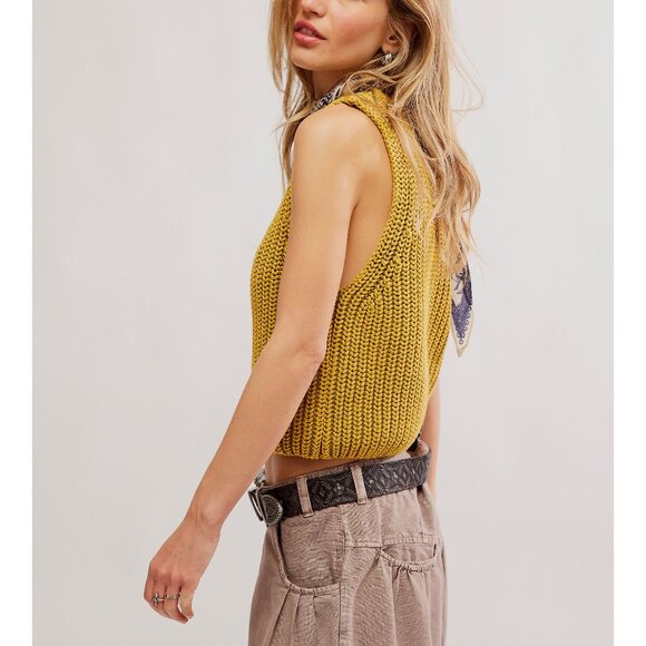 🆕 FREE PEOPLE Close To Me Vest / Mustard Gold - Picture 2 of 5